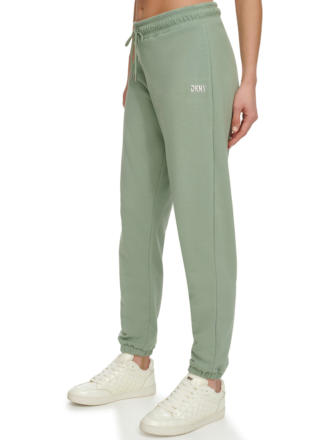 Dkny Women Green Solid Jogger Fit Mid-Rise Sweatpant