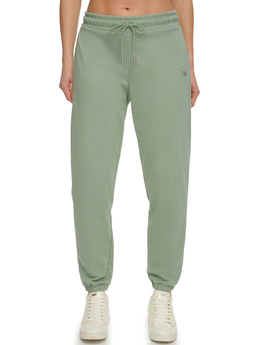 Dkny Women Green Solid Jogger Fit Mid-Rise Sweatpant