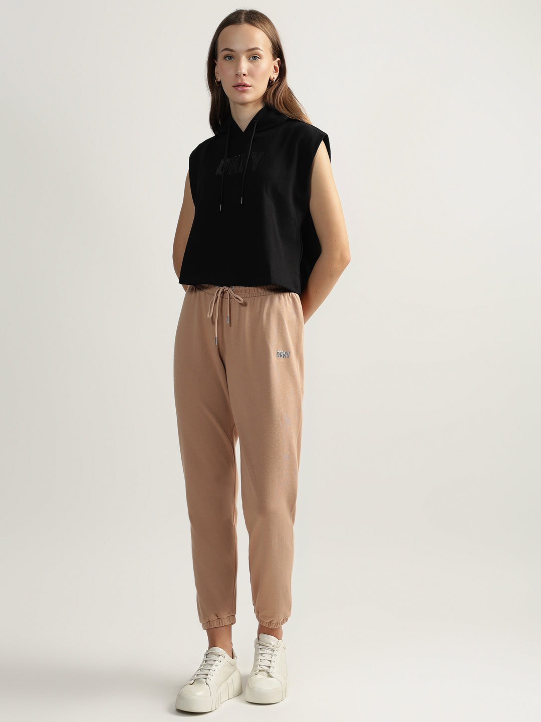 Shop DKNY Women Black Solid Hooded Sleeveless Top Online – Iconic