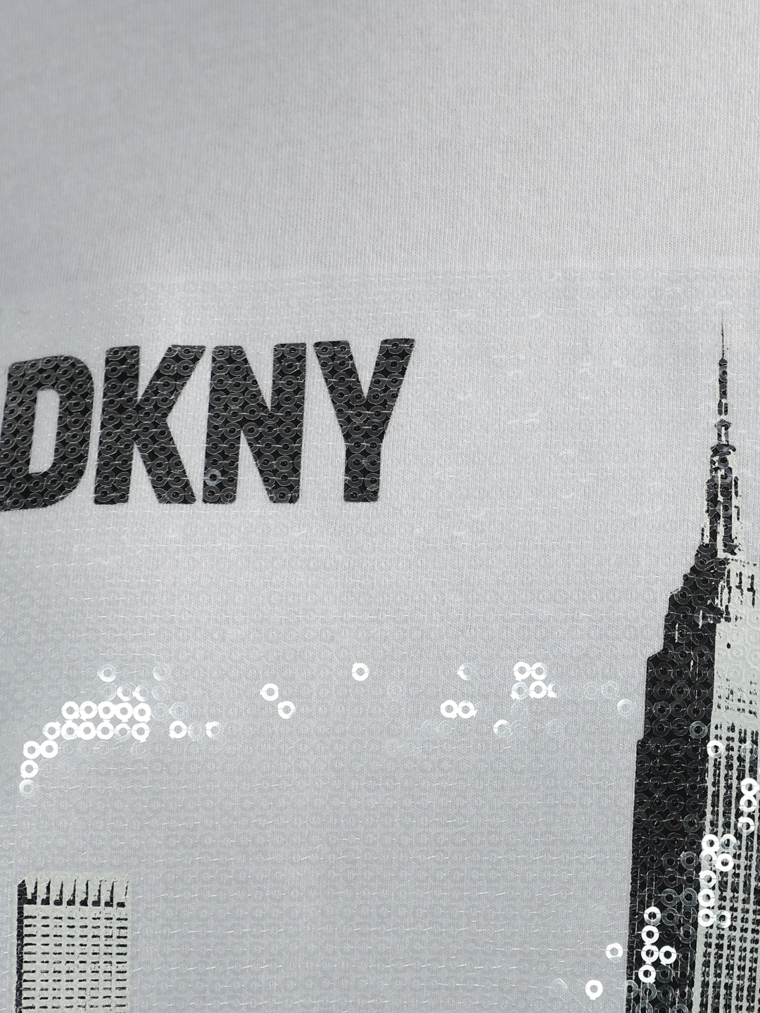 DKNY Women White Embellished Round Neck Short Sleeves Tshirt