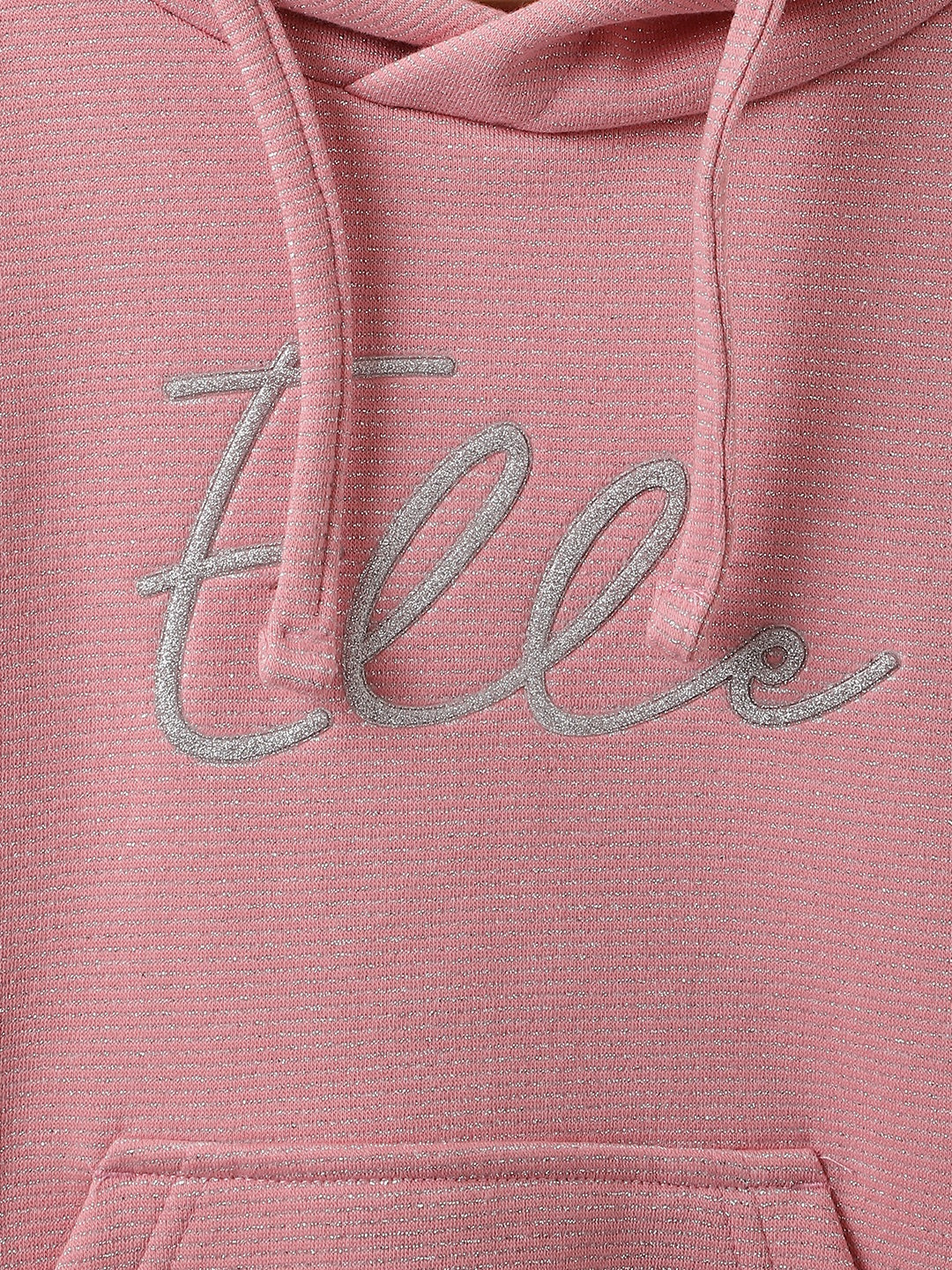 Elle Girls Pink Solid Hooded Full Sleeves Pullover Style Sweatshirt