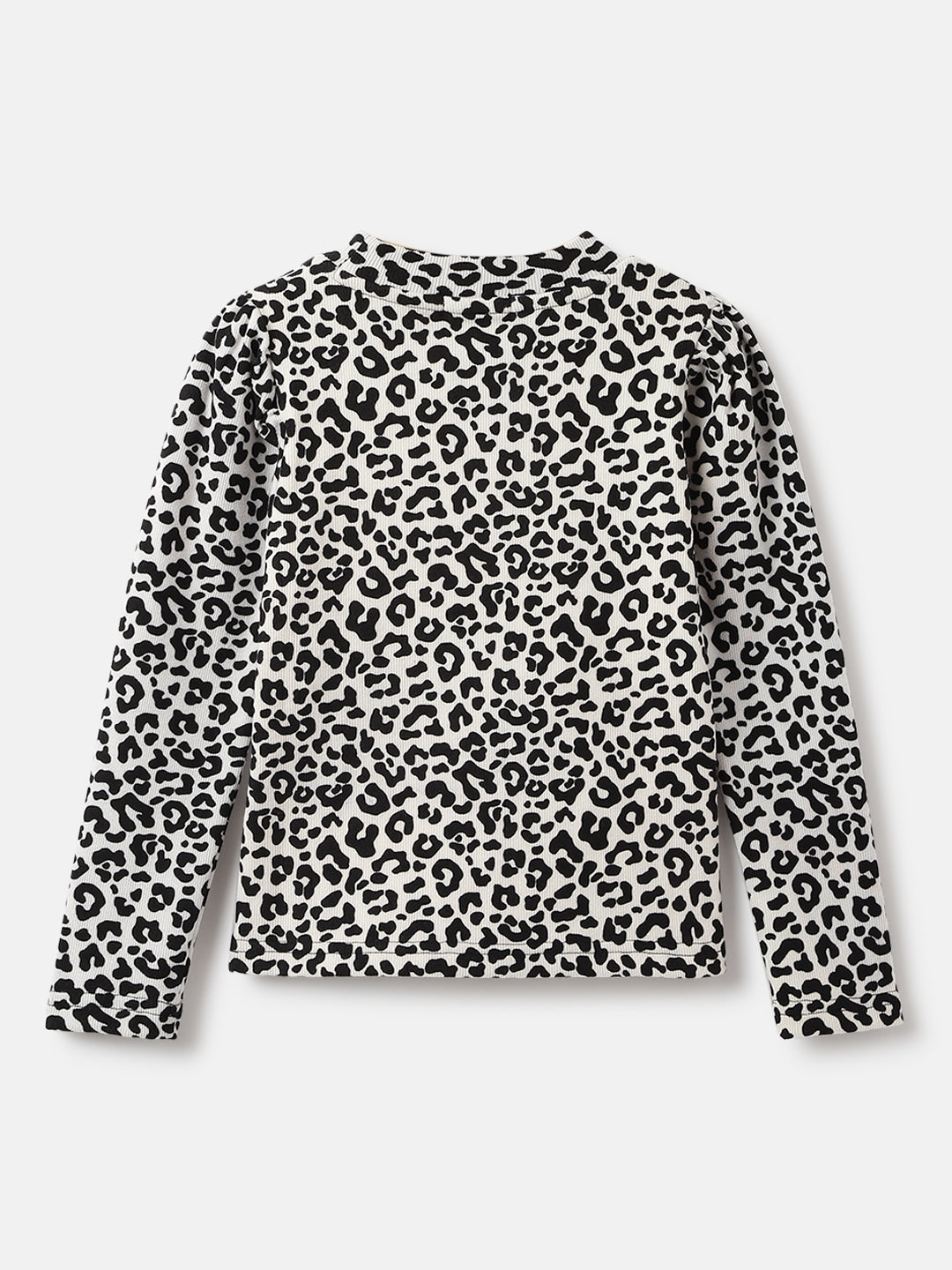 Elle Girls Black Printed Mock Neck Full Sleeves Tshirt