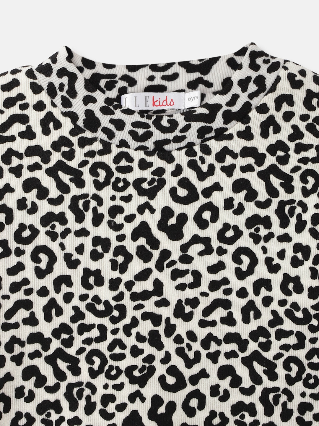 Elle Girls Black Printed Mock Neck Full Sleeves Tshirt