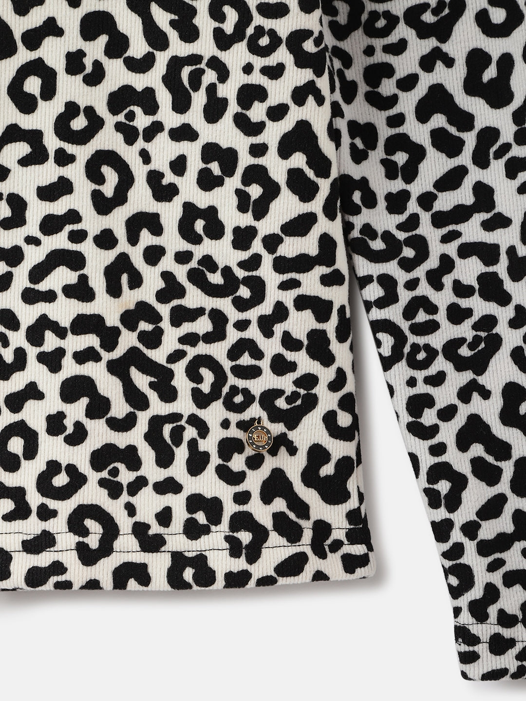 Elle Girls Black Printed Mock Neck Full Sleeves Tshirt