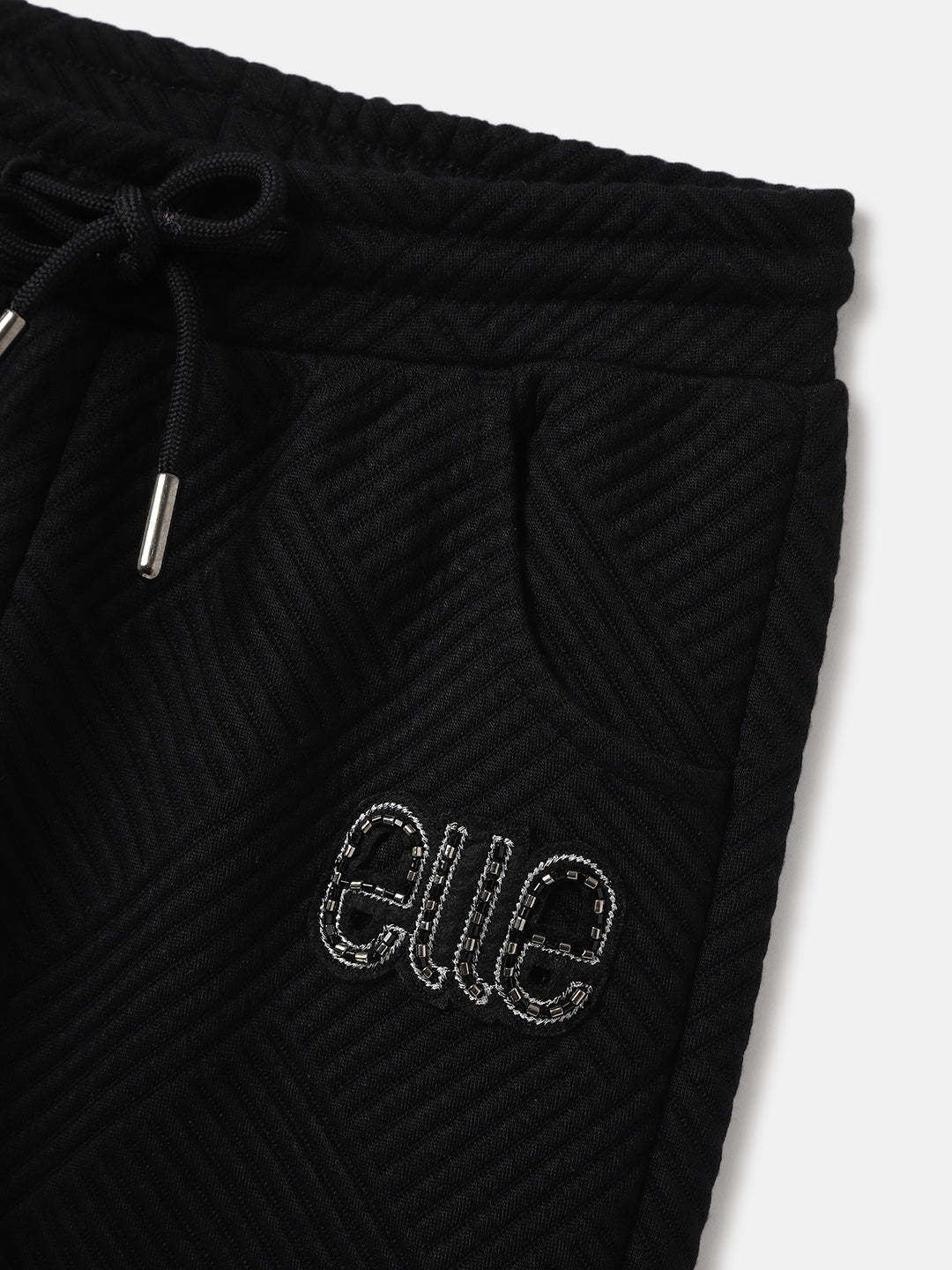 Elle Girls Black Solid Relaxed Fit Mid-Rise Jogger Style Track Pants