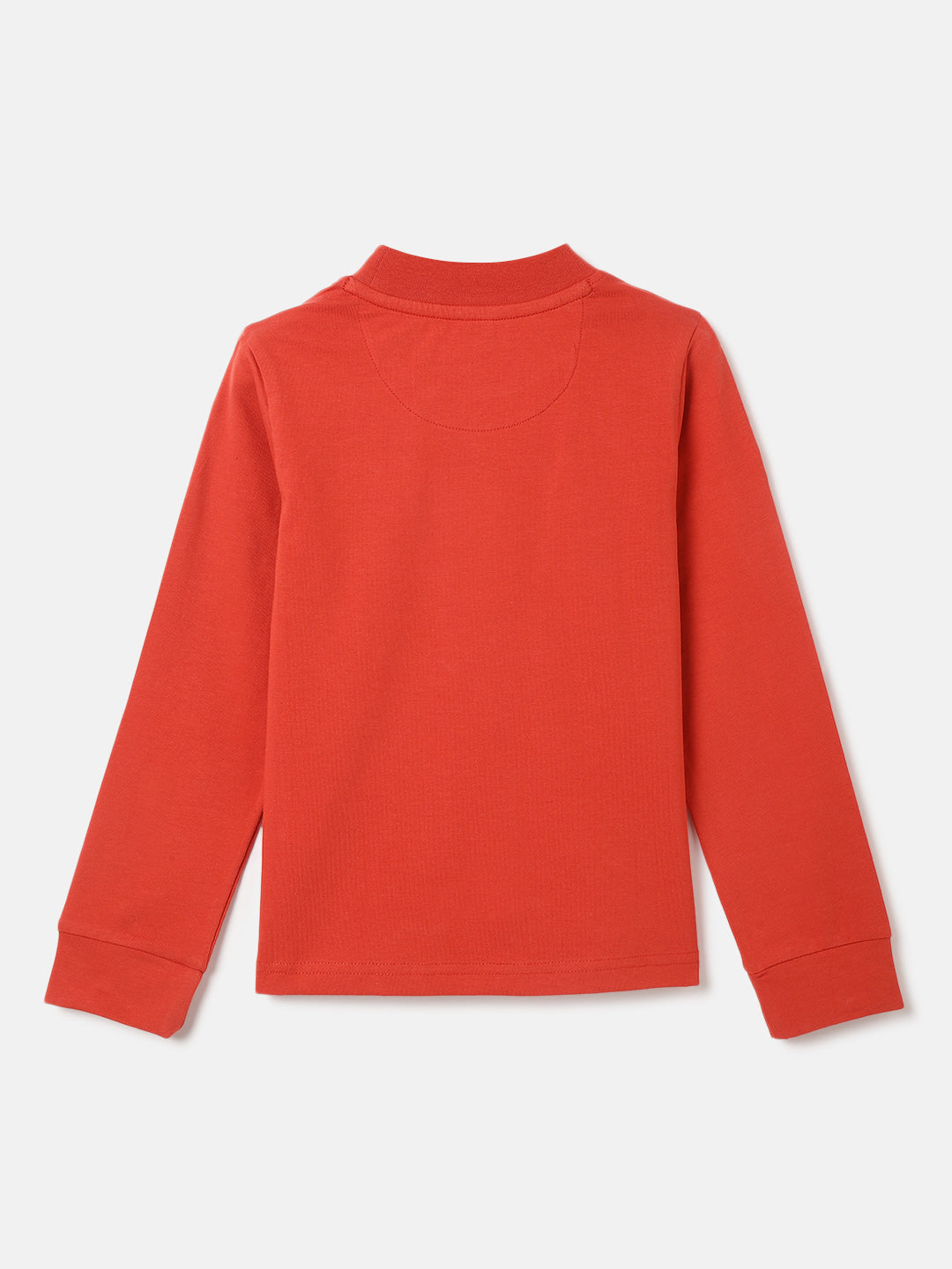 Elle Girls Red Solid Round Neck Full Sleeves Tshirt