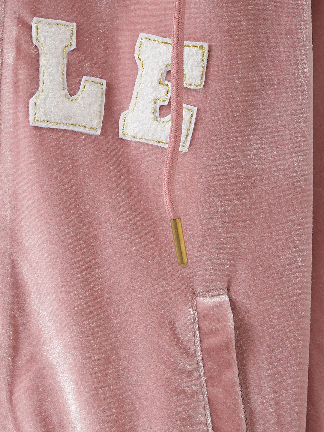 Elle Girls Pink Solid Hooded Full Sleeves Zipped Sweatshirt