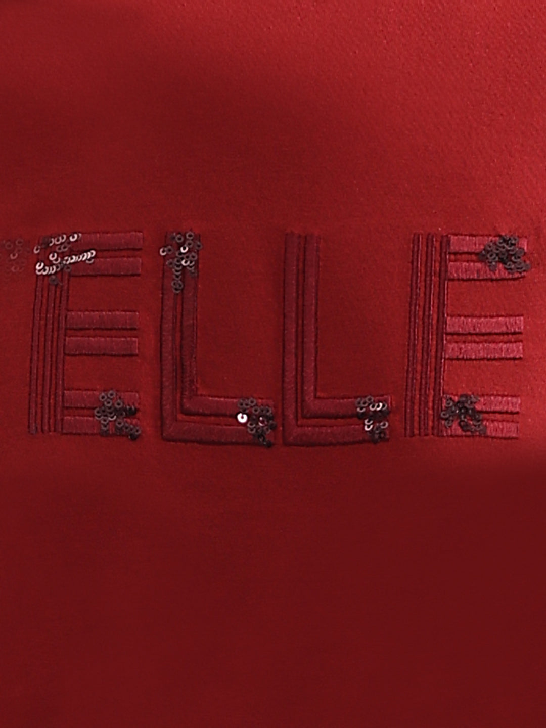 Elle Women Red Solid Round Neck Short Sleeves Tshirt