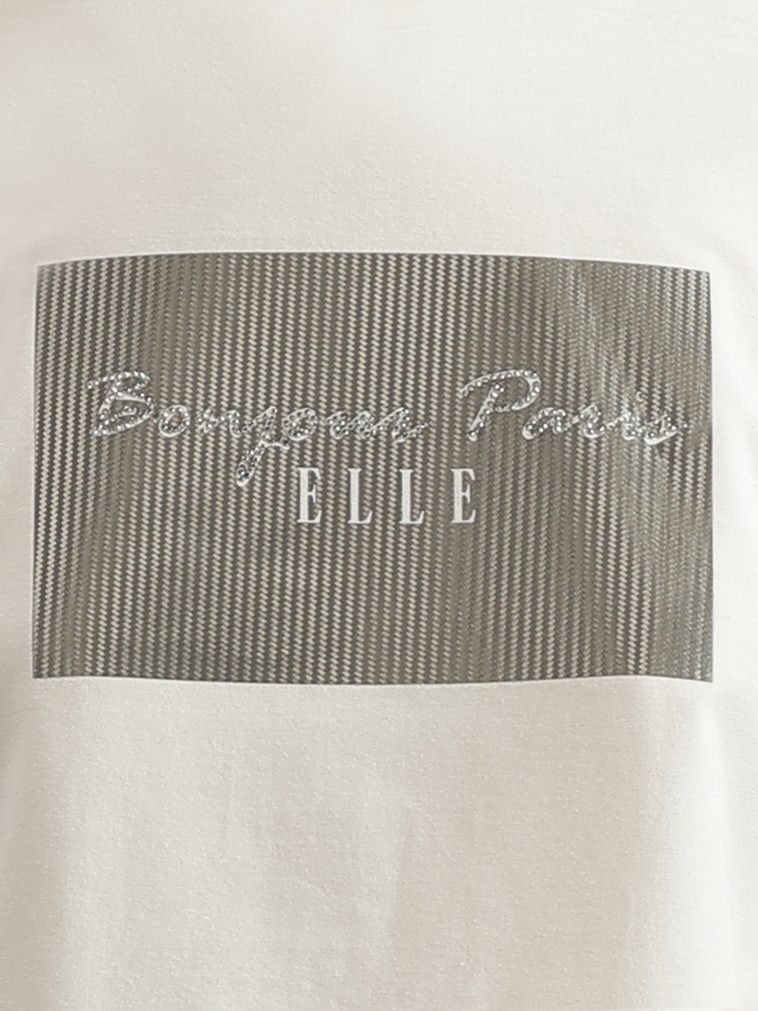 Elle Women White Solid Round Neck Short Sleeves Tshirt