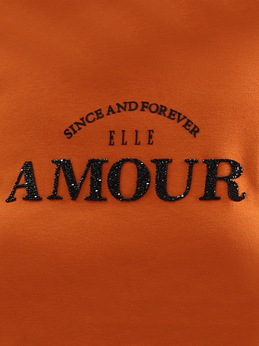 Elle Women Rust Solid Round Neck Short Sleeves Tshirt