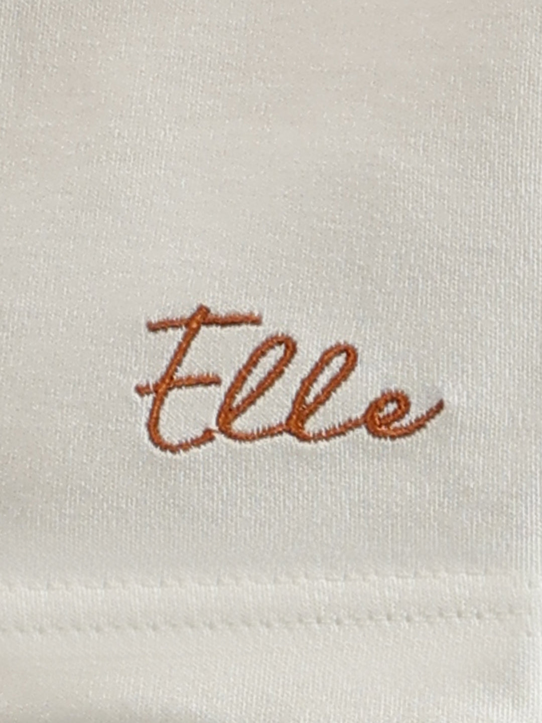 Elle Women Off White Solid Peter Pan Collar Short Sleeves Tshirt