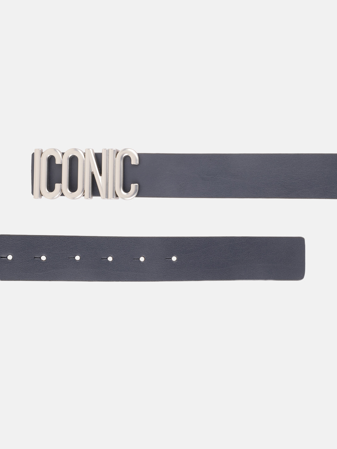 Iconic Men Blue Solid Belt With Push Pin Buckle