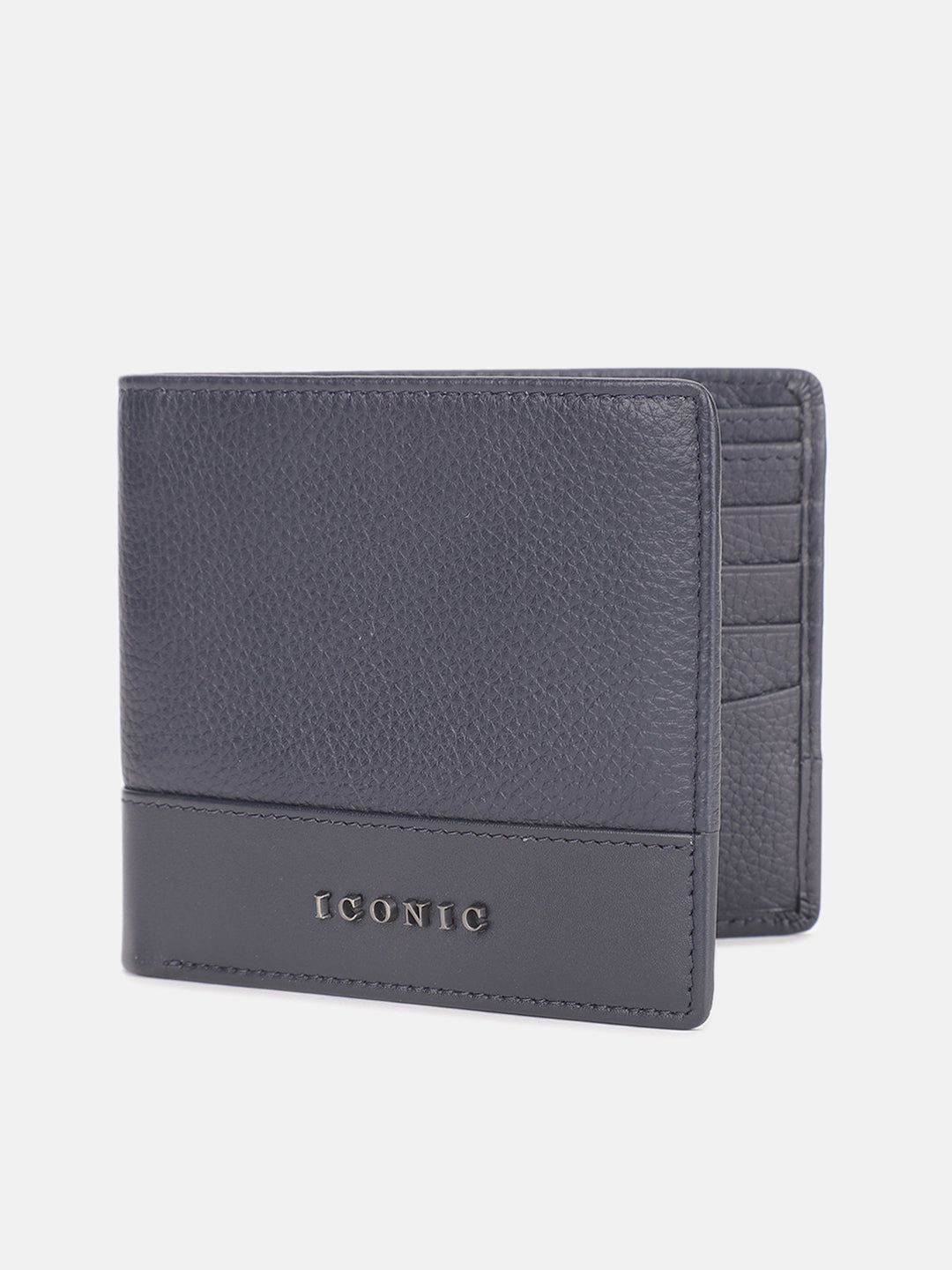 Iconic Men Blue Textured Bi-Fold Wallet