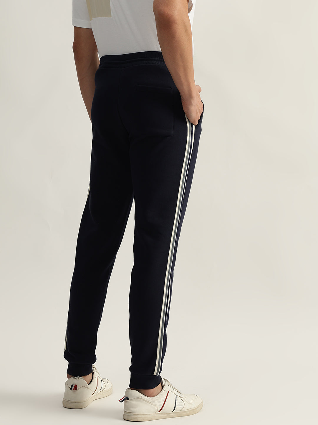 Iconic Men Navy Solid Regular Fit Mid-Rise Jogger Style Track Pants