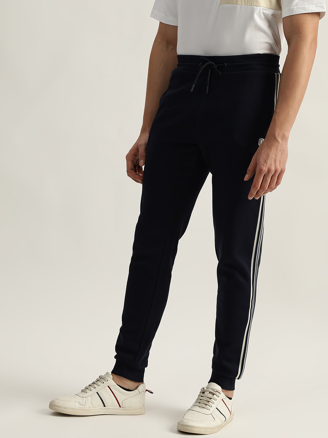 Iconic Men Navy Solid Regular Fit Mid-Rise Jogger Style Track Pants