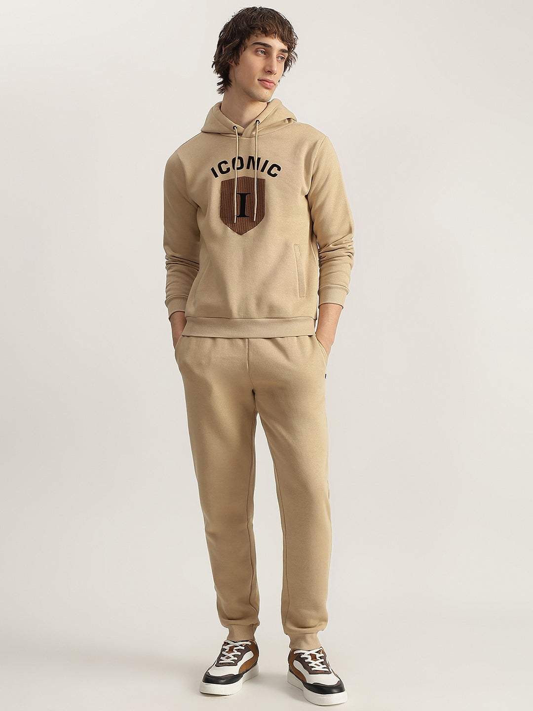 Iconic Men Khaki Solid Regular Fit Jogger