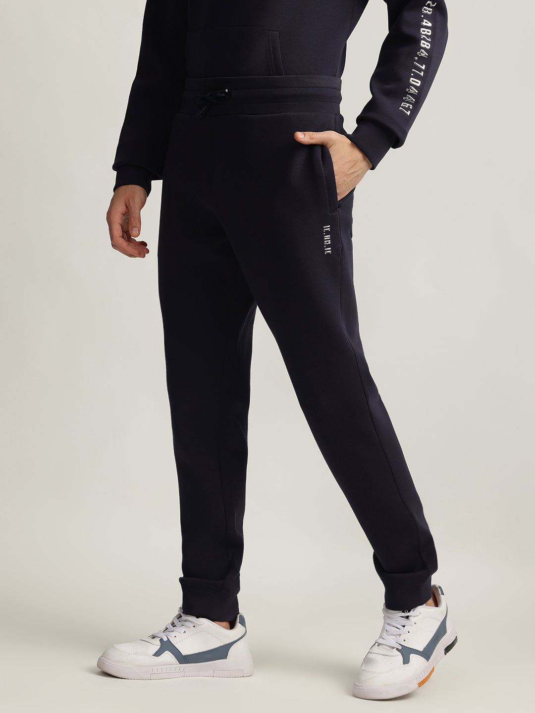 Iconic Men Navy Blue Solid Regular Fit Jogger Style Track Pants