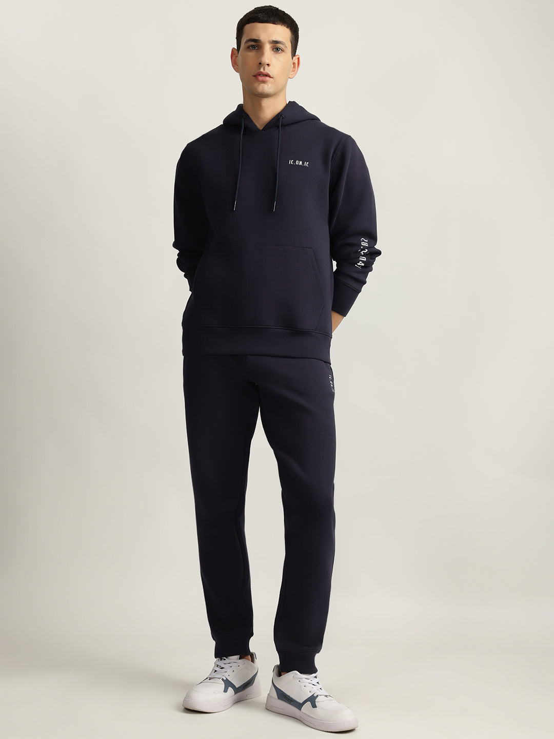 Iconic Men Navy Blue Solid Regular Fit Jogger Style Track Pants