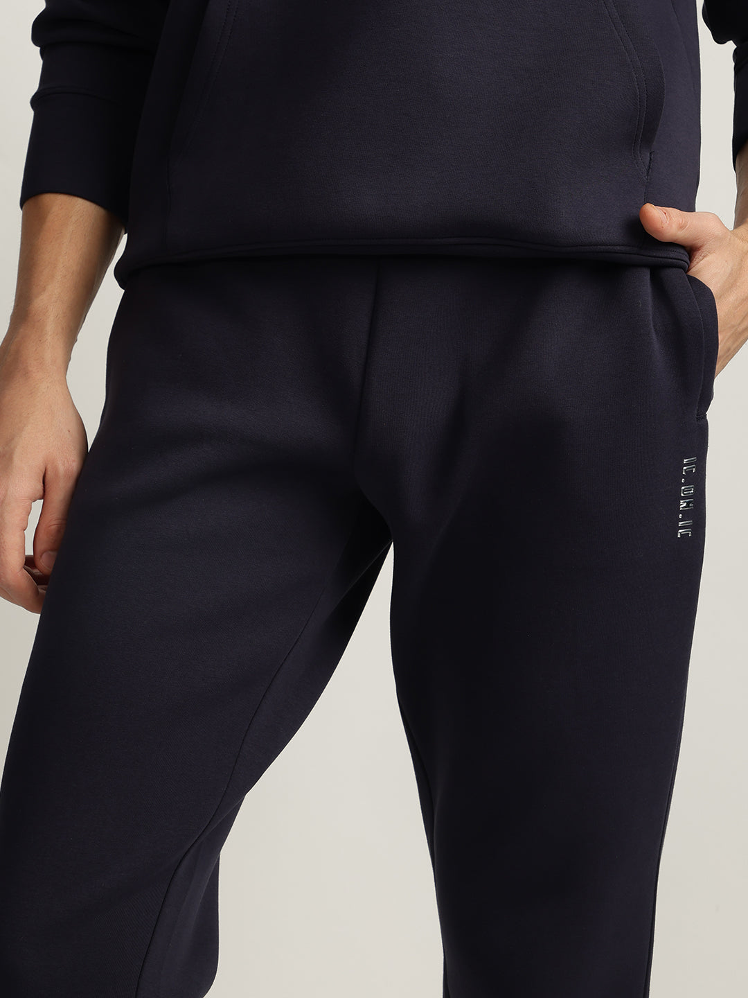 Iconic Men Navy Blue Solid Regular Fit Jogger Style Track Pants