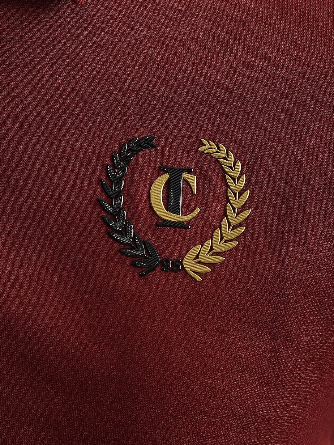 Iconic Men Red Solid Polo Neck Short Sleeves Tshirt