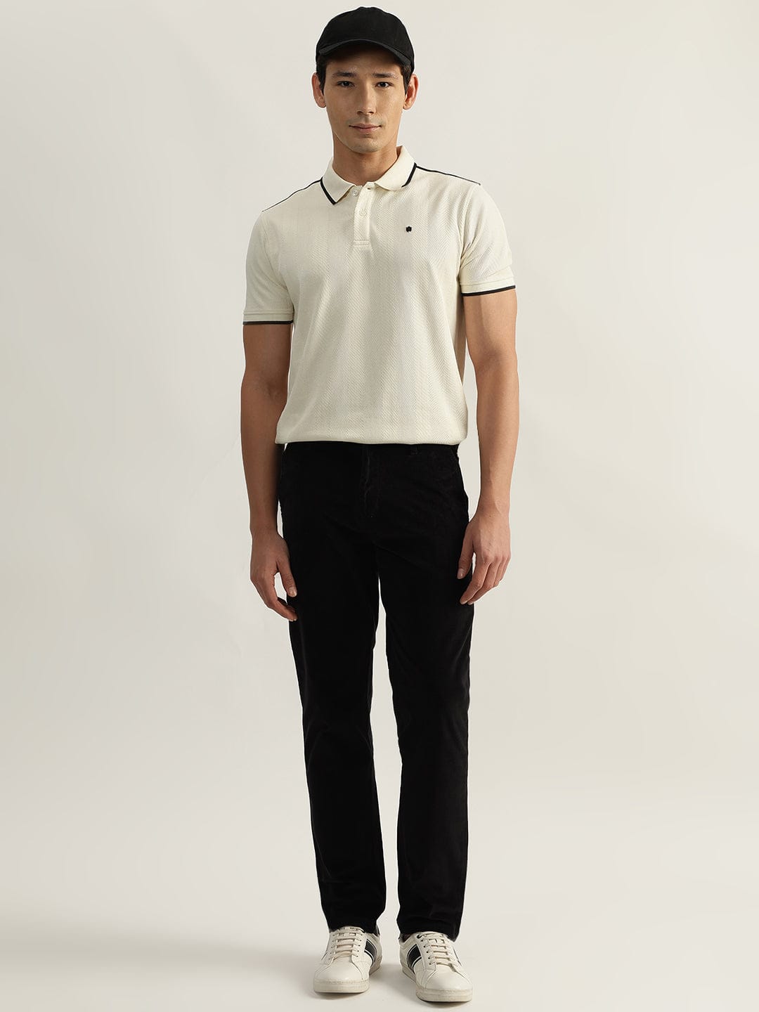 Iconic Men Beige Textured Polo Polo Tshirt