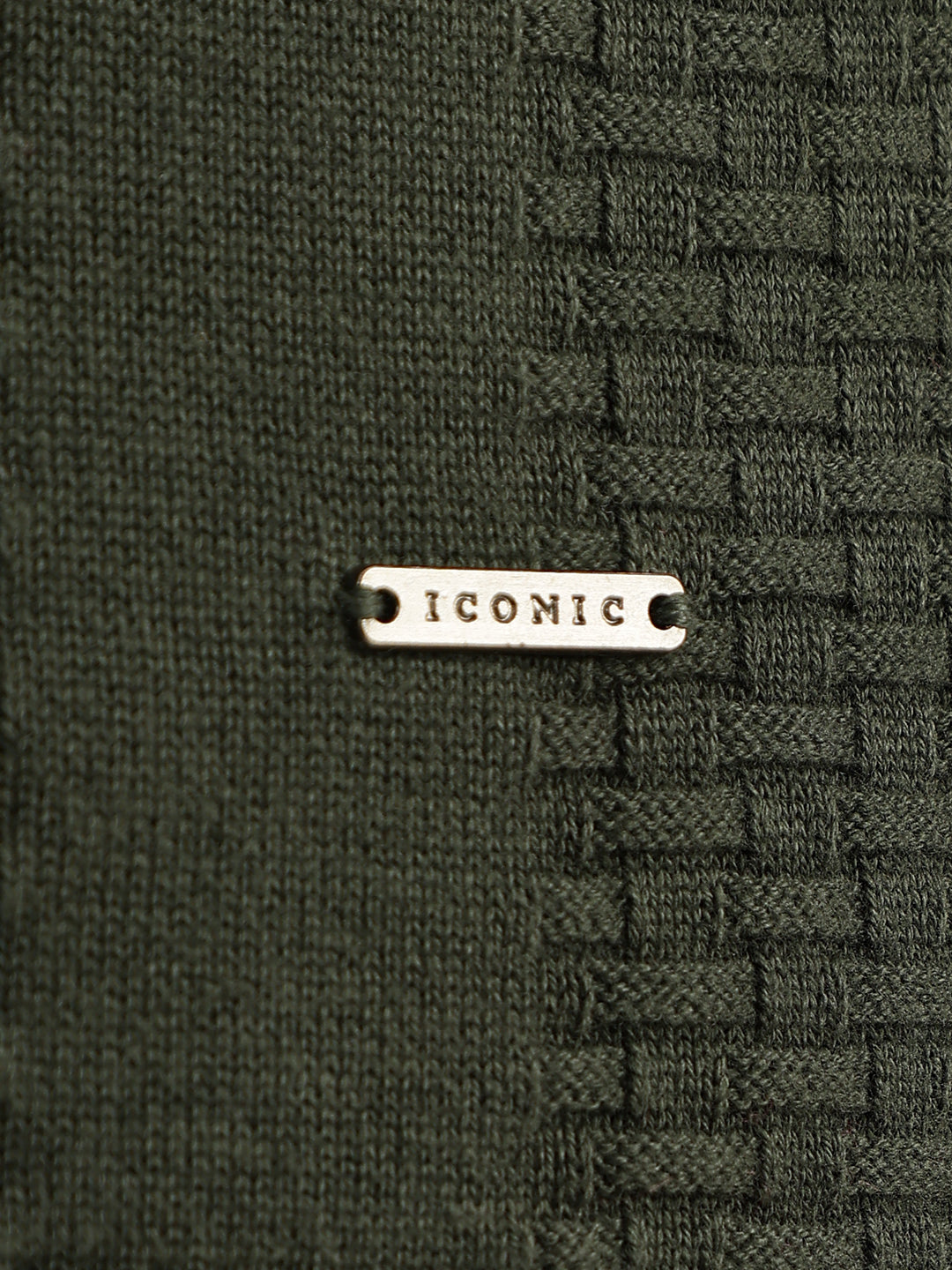 Iconic Men Olive Solid Polo Collar Short Sleeves Tshirt