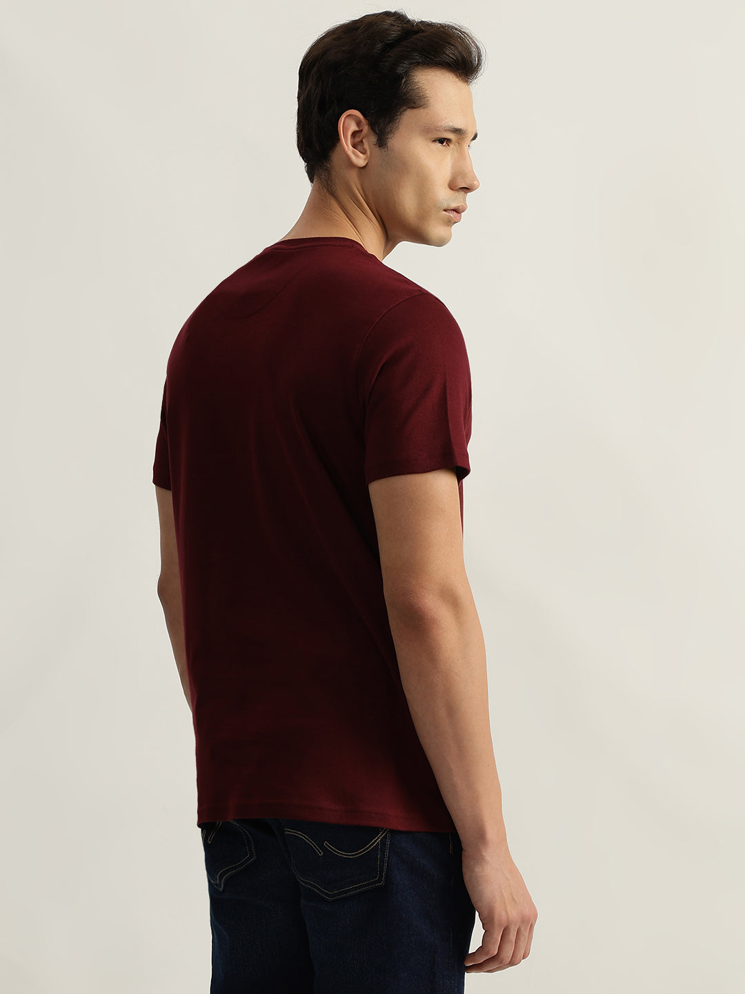 Iconic Men Red Printed Round Neck Short Sleeves Tshirt