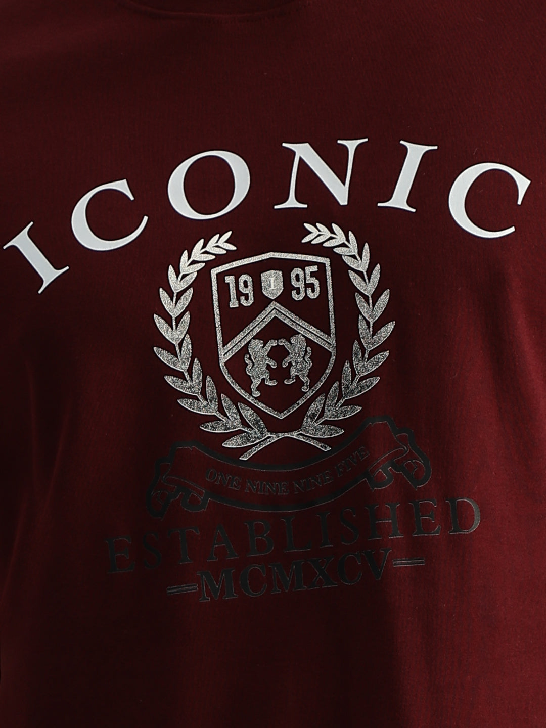 Iconic Men Red Printed Round Neck Short Sleeves Tshirt