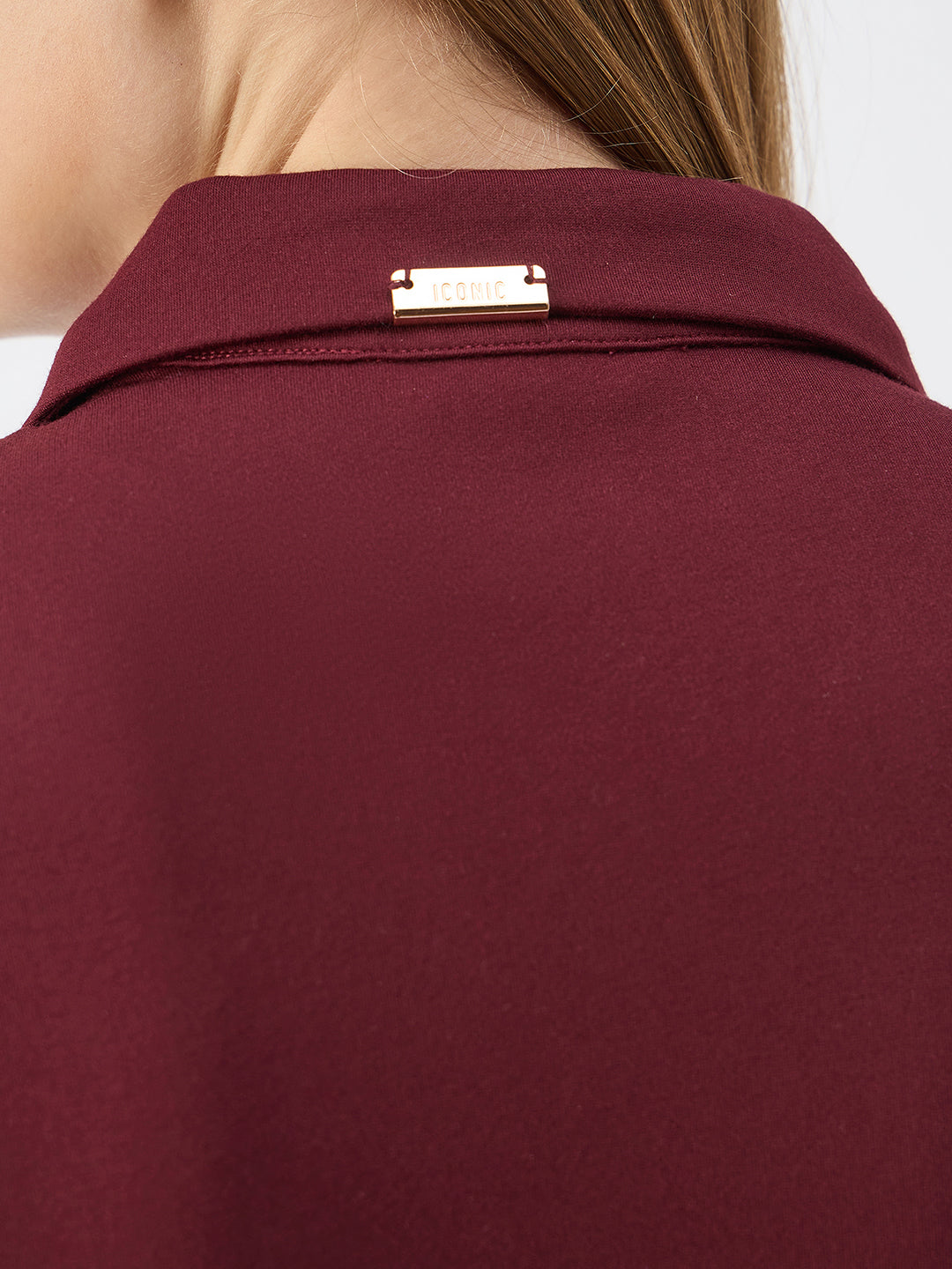 Iconic Women Red Notched Collar Full Sleeves Jumpsuit