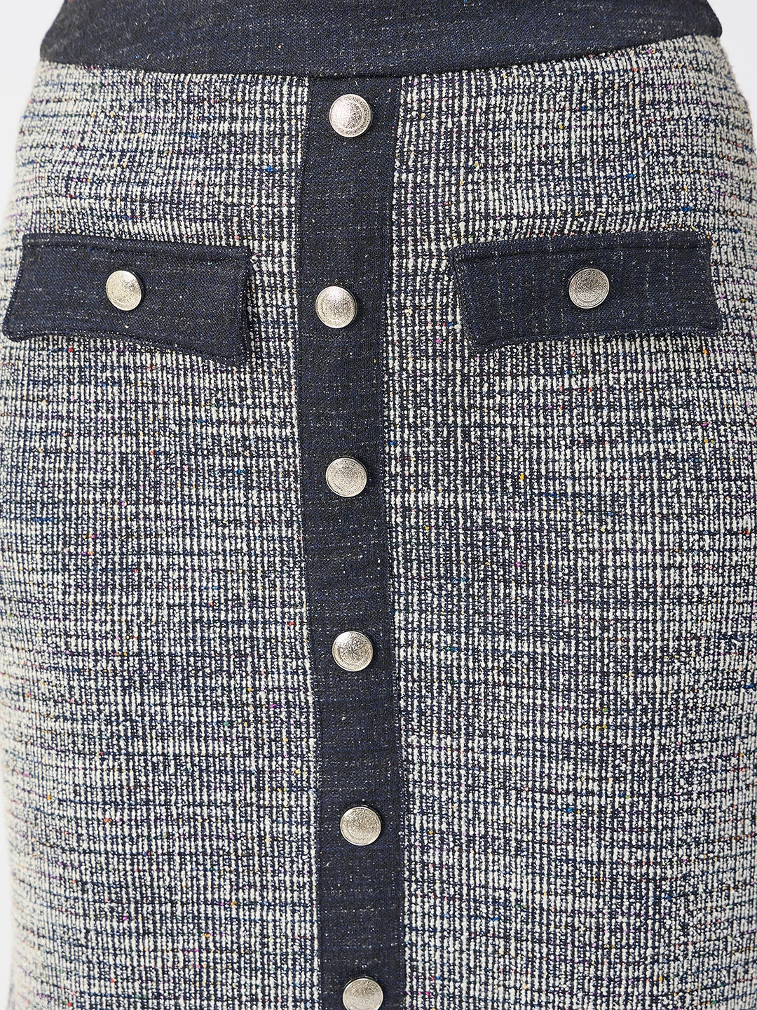 Iconic Women Blue Straight Fit Pencil Skirt