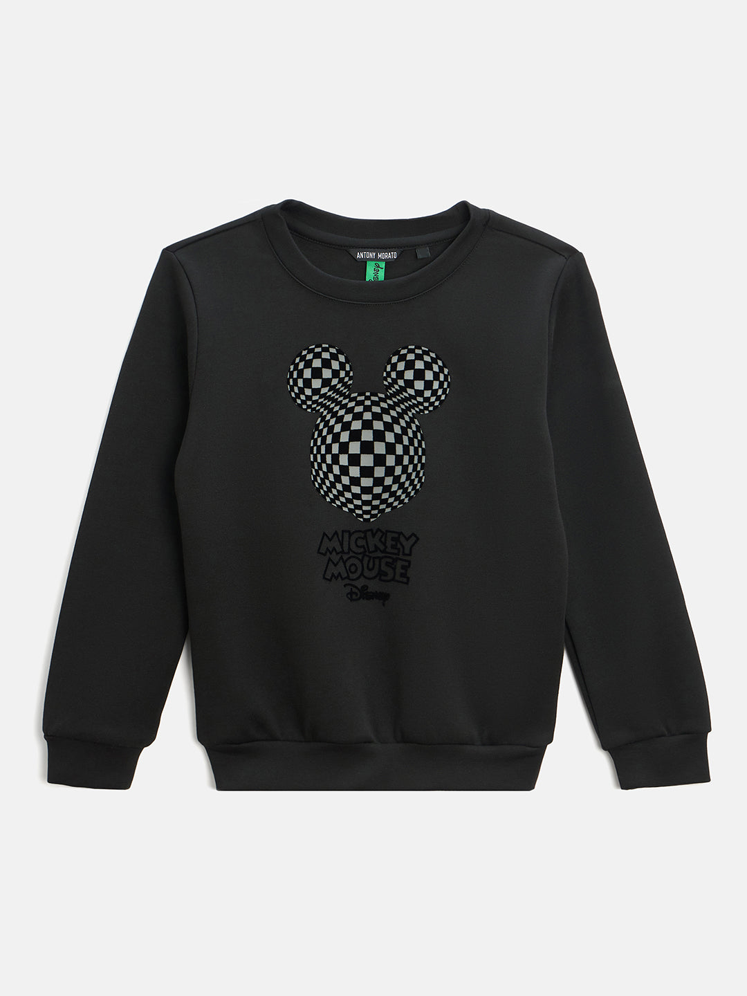 Antony Morato Boys Black Printed Round Neck Full Sleeves Sweatshirt