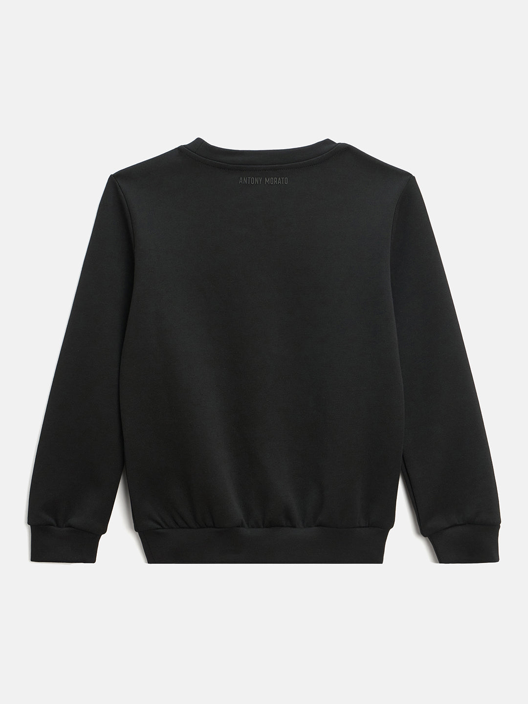 Antony Morato Boys Black Printed Round Neck Full Sleeves Sweatshirt