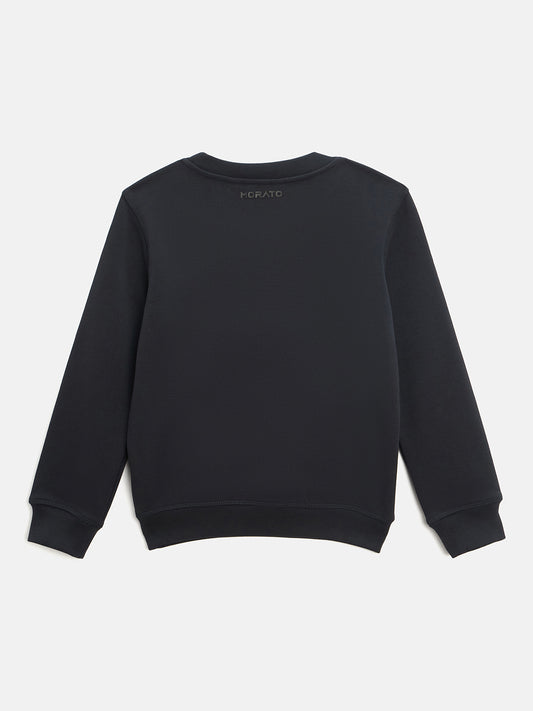 Antony Morato Boys Navy Blue Printed Round Neck Full Sleeves Sweatshirt