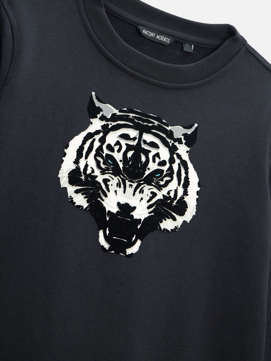 Antony Morato Boys Navy Blue Printed Round Neck Full Sleeves Sweatshirt