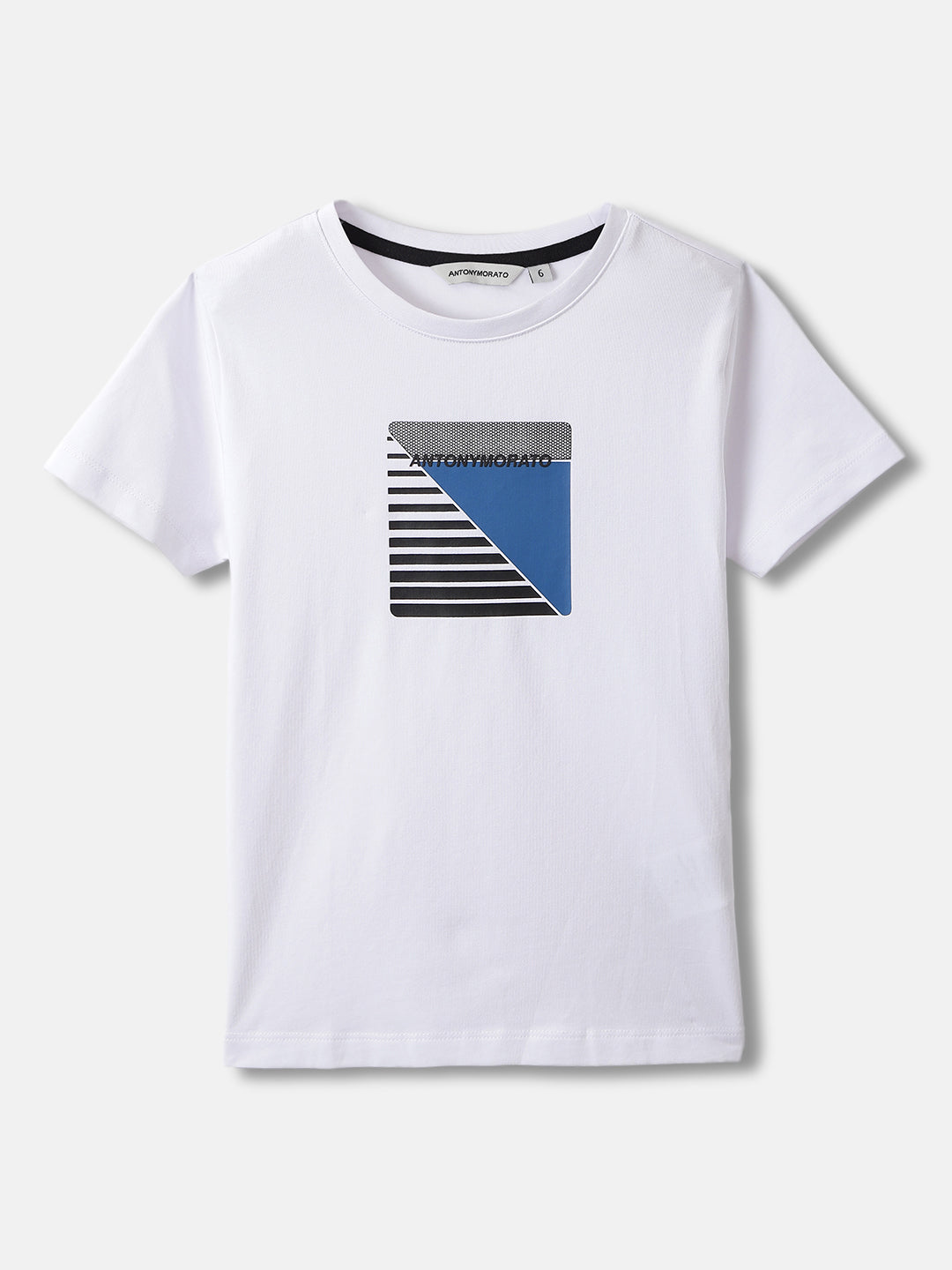 Antony Morato Boys White Printed Round Neck Short Sleeves Tshirt