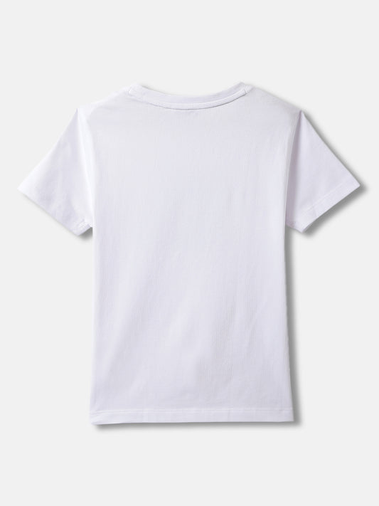 Antony Morato Boys White Printed Round Neck Short Sleeves Tshirt