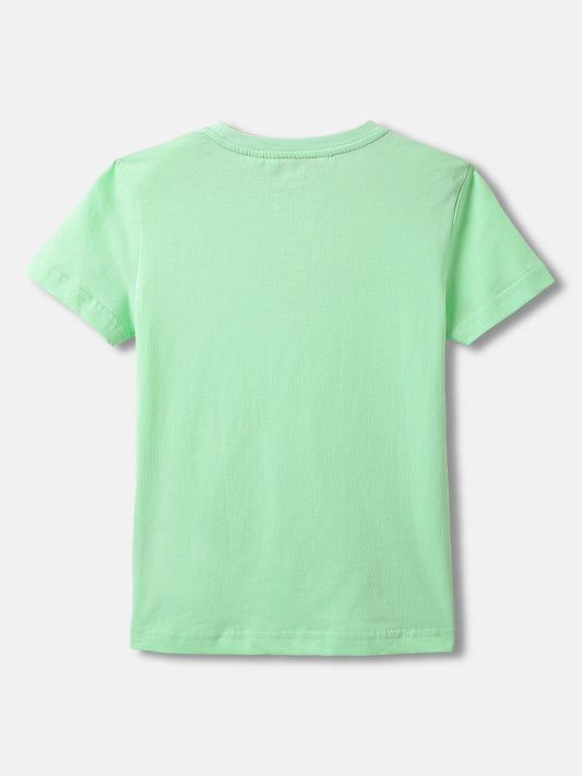 Antony Morato Boys Green Printed Round Neck Short Sleeves Tshirt