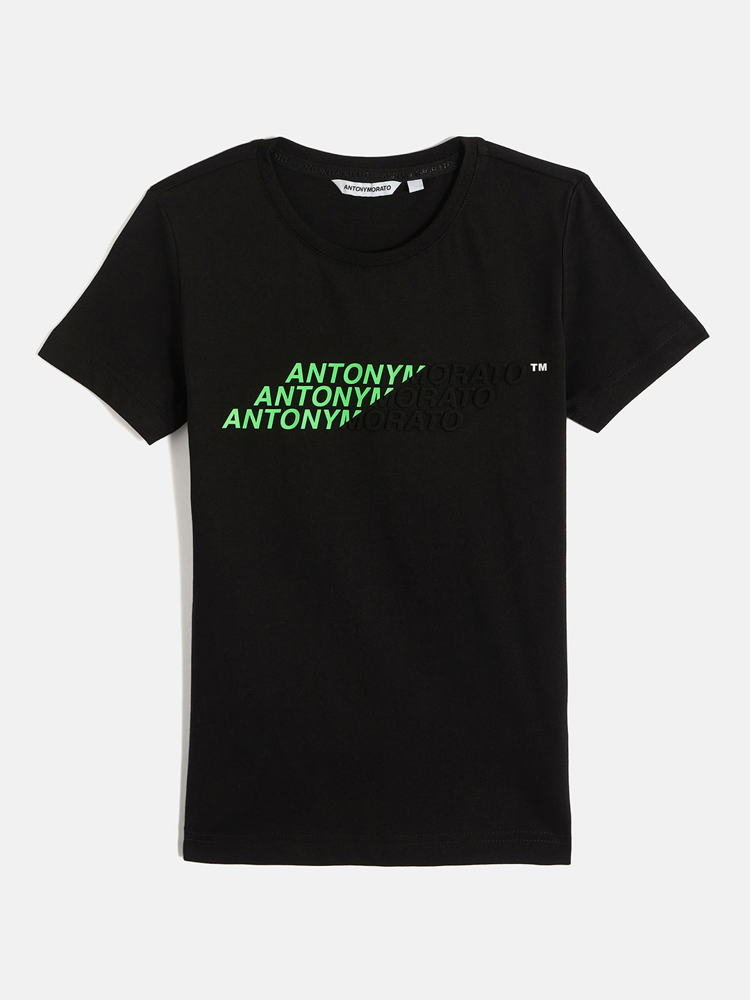 Antony Morato Boys Black Printed Round Neck Short Sleeves Tshirt