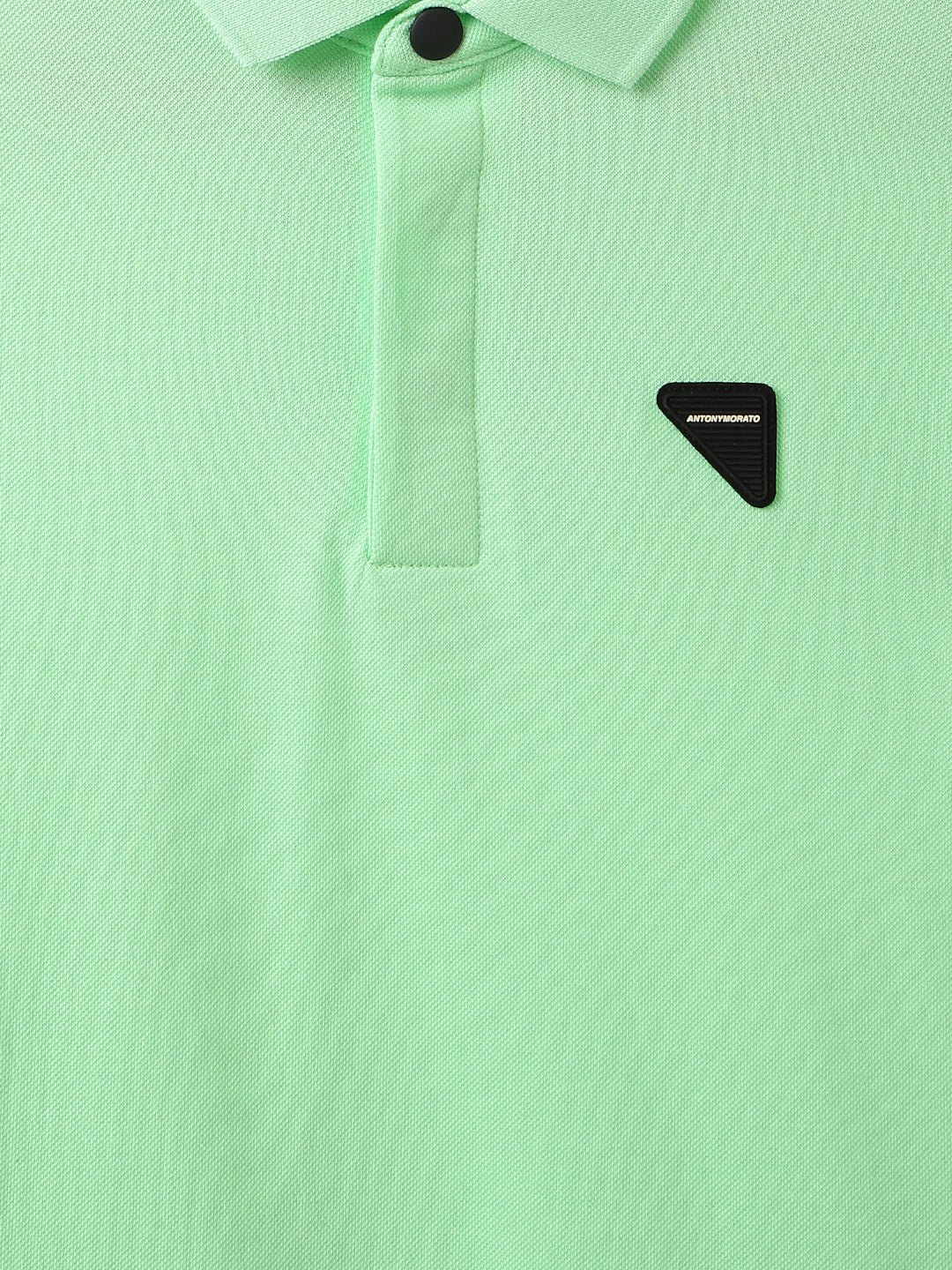 Antony Morato Boys Green Solid Polo Collar Short Sleeves Tshirt