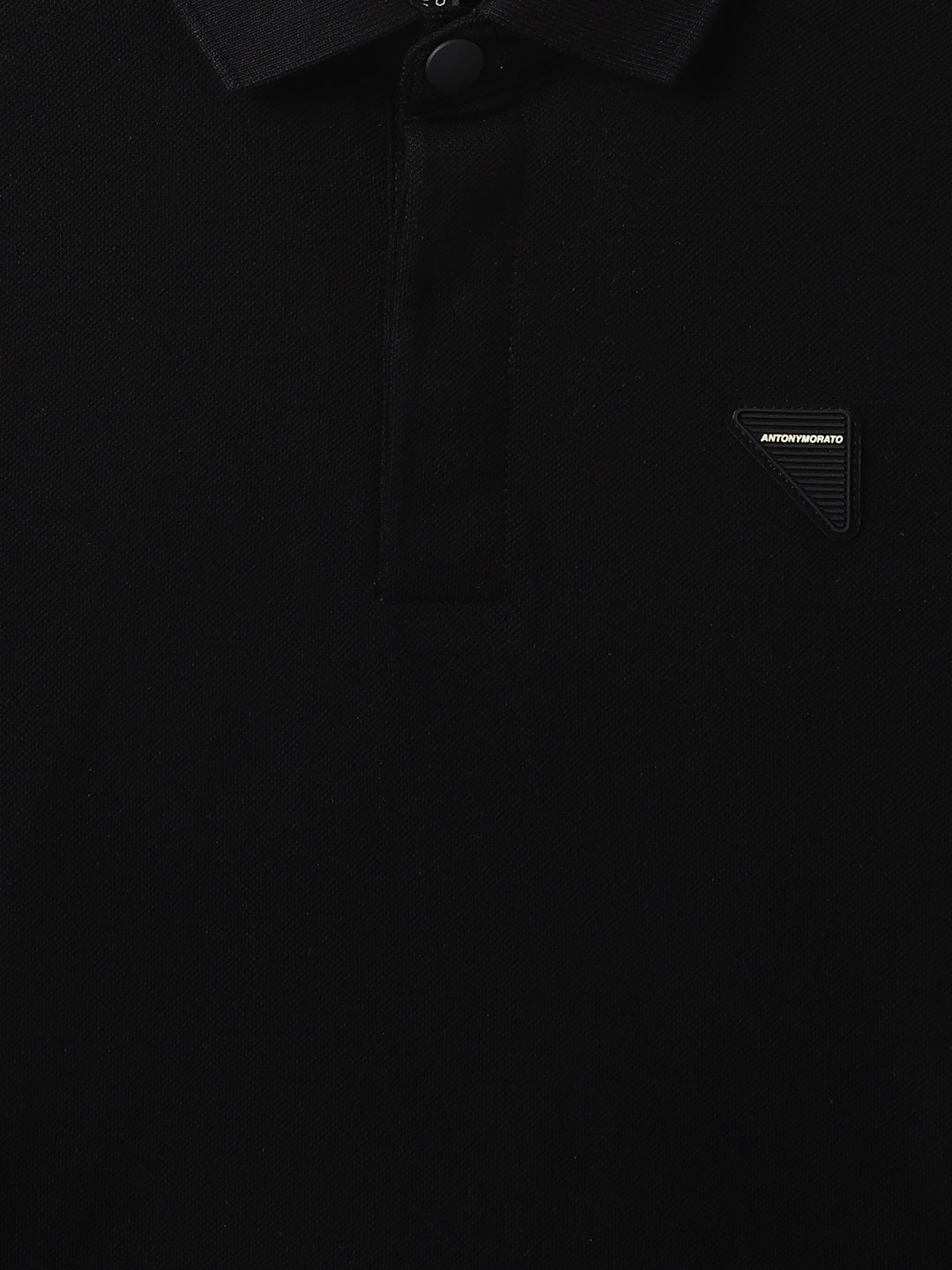 Antony Morato Boys Black Solid Polo Collar Short Sleeves Tshirt