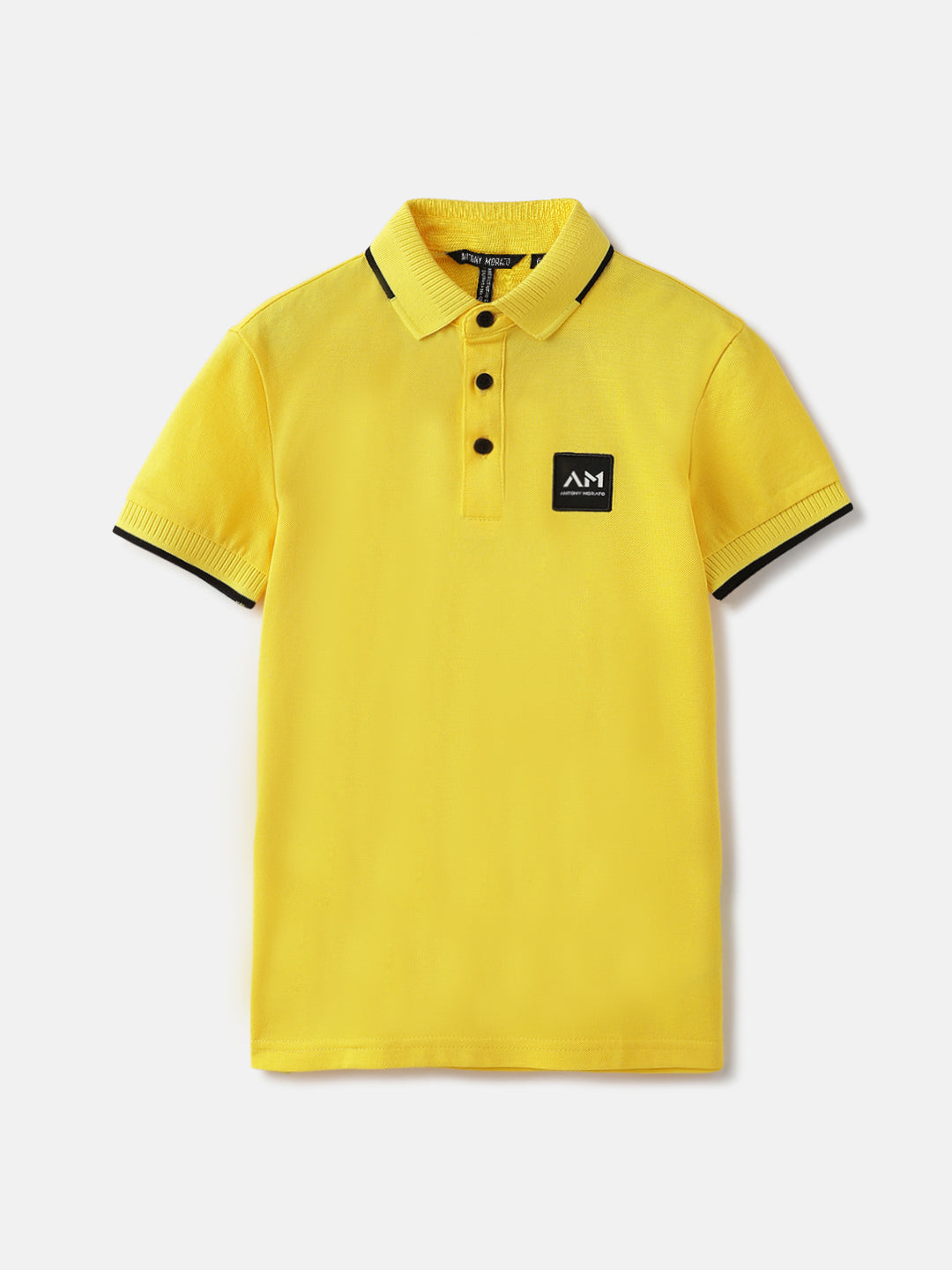 Antony Morato Boys Yellow Solid Collared Short Sleeves Polo Tshirt