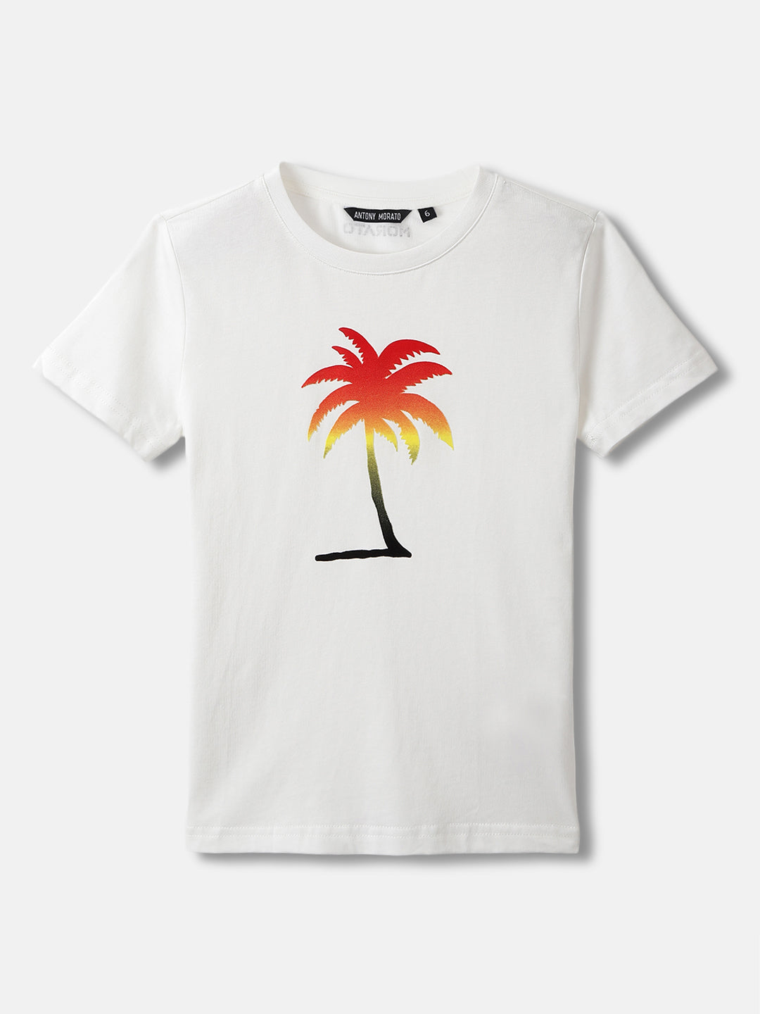Antony Morato Boys White Printed Round Neck Short Sleeves Tshirt