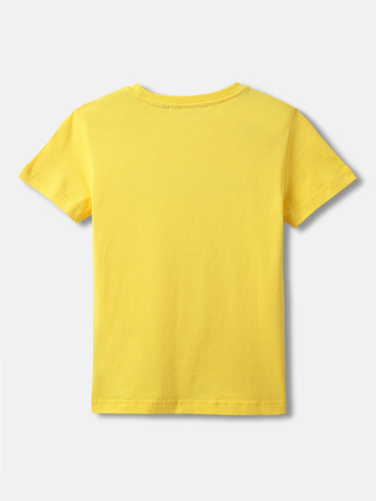 Antony Morato Boys Yellow Printed Round Neck Short Sleeves Tshirt
