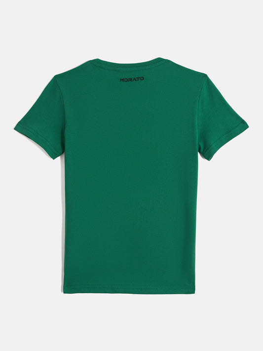 Antony Morato Boys Green Printed Round Neck Short Sleeves Tshirt