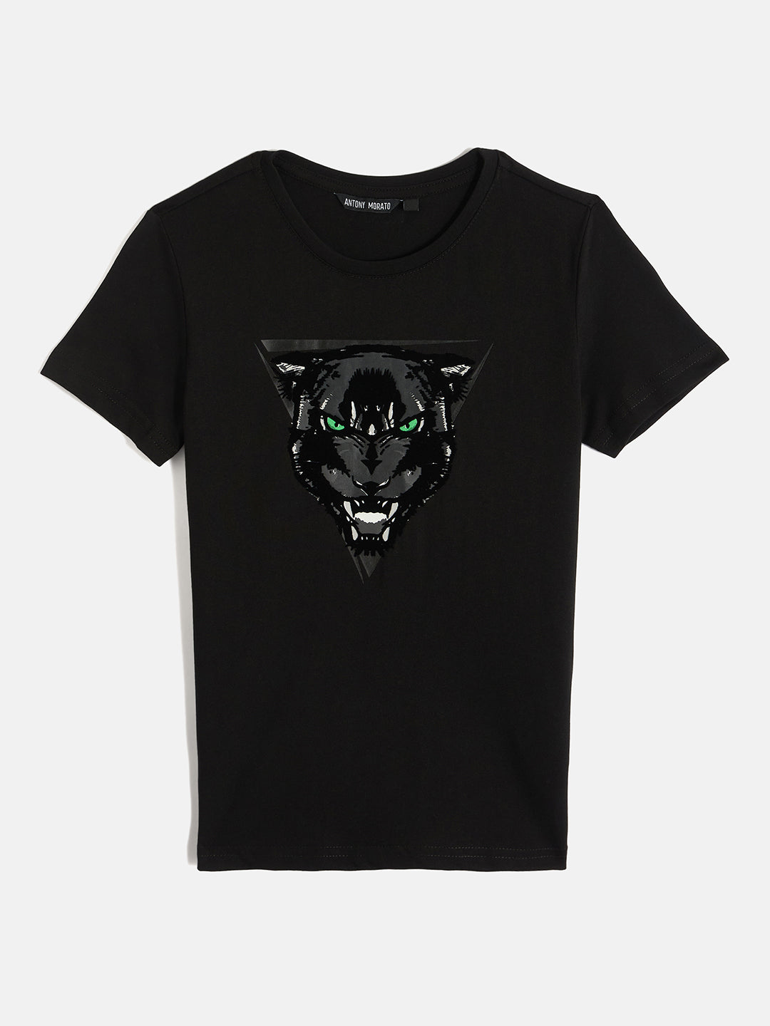 Antony Morato Boys Black Printed Round Neck Short Sleeves Tshirt