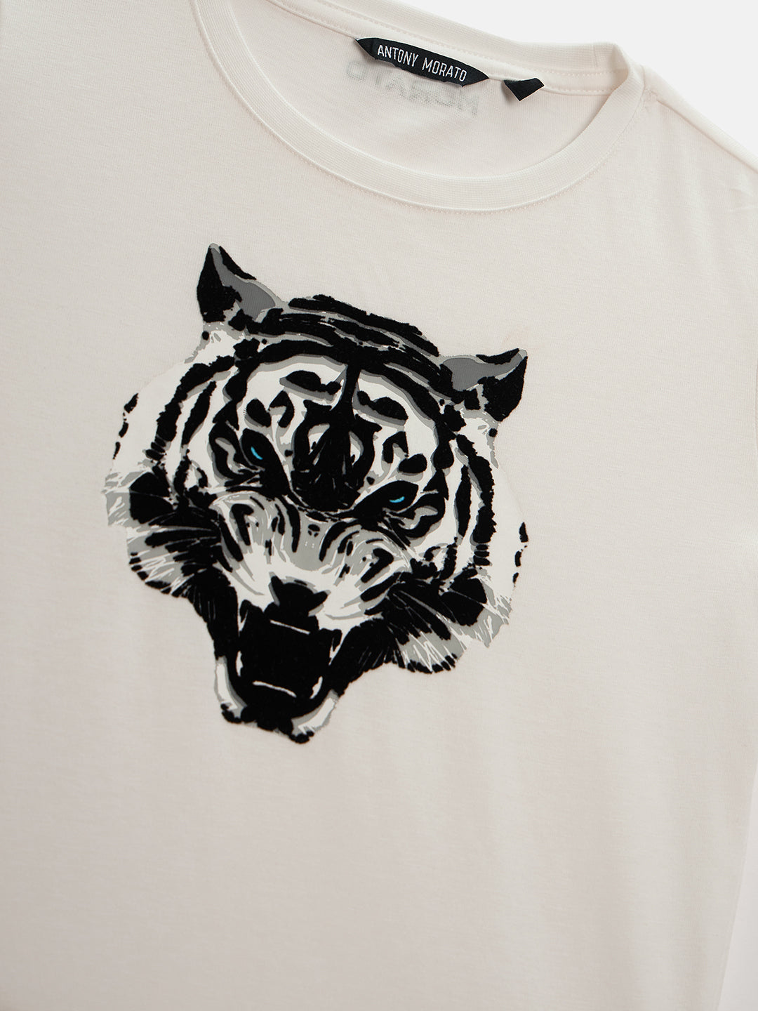 Antony Morato Boys White Printed Round Neck Short Sleeves Tshirt