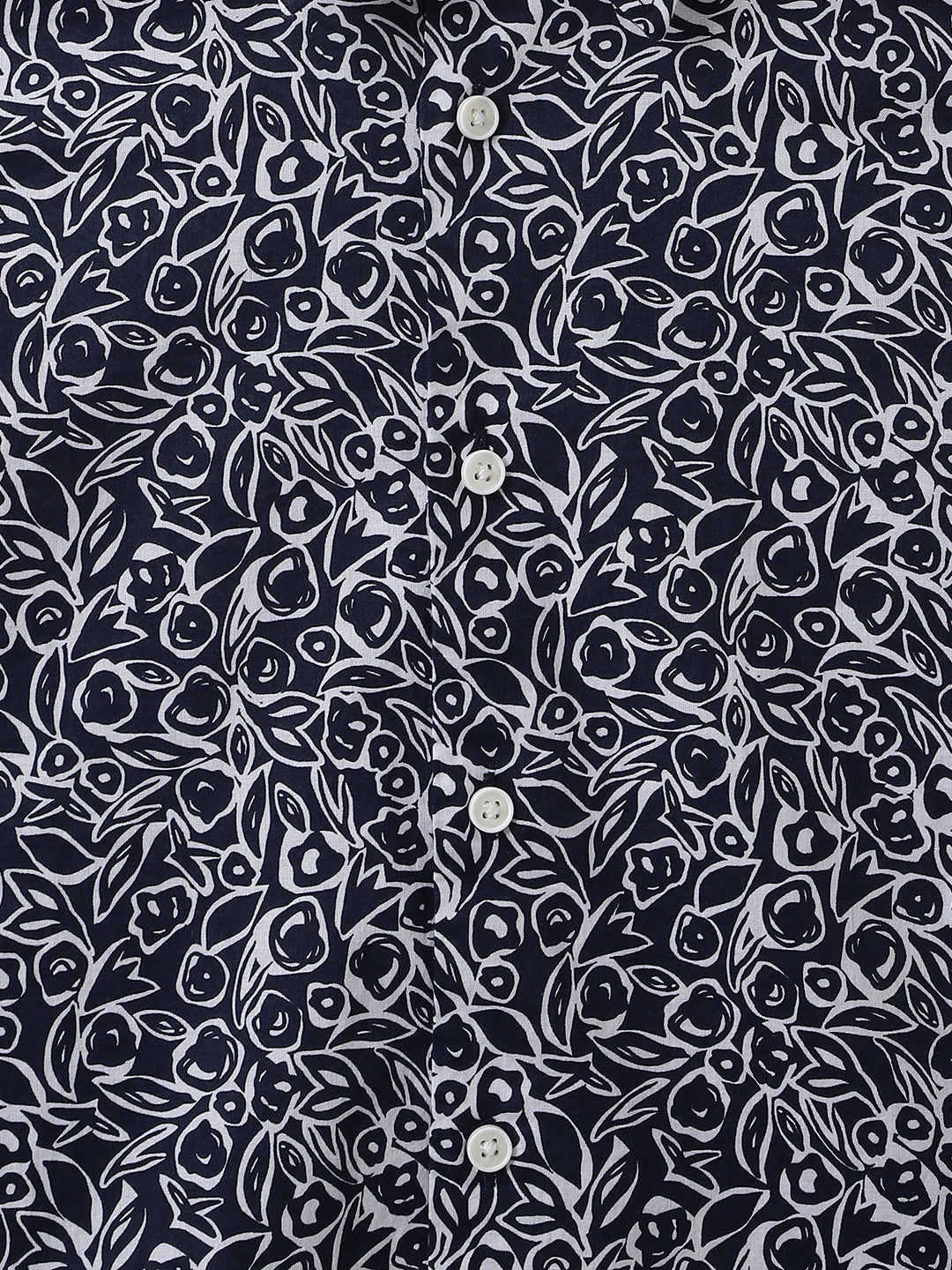 Antony Morato Boys Navy Blue Printed Spread Collar Full Sleeves Shirt