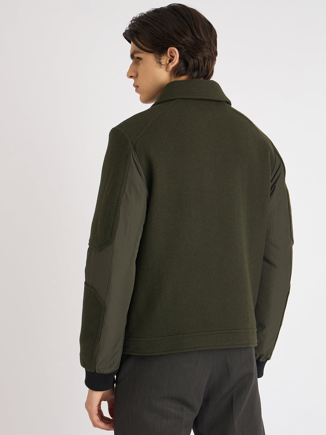 Antony Morato Men Green Solid Spread Collar Full Sleeves Jacket