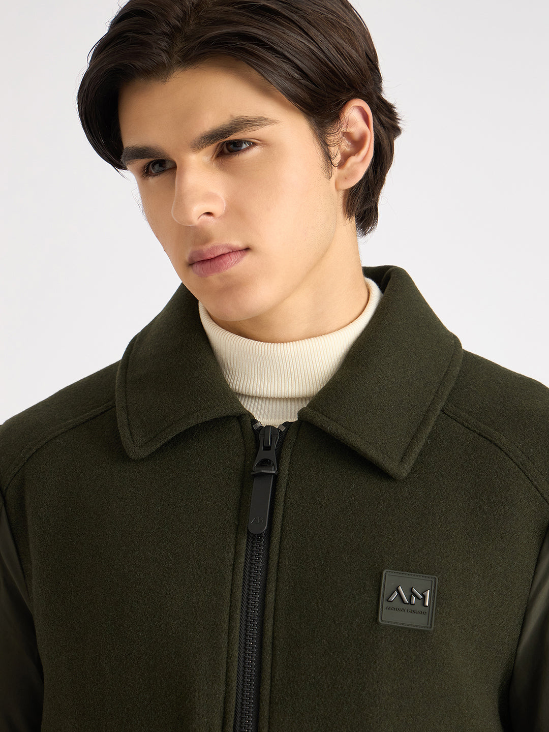 Antony Morato Men Green Solid Spread Collar Full Sleeves Jacket