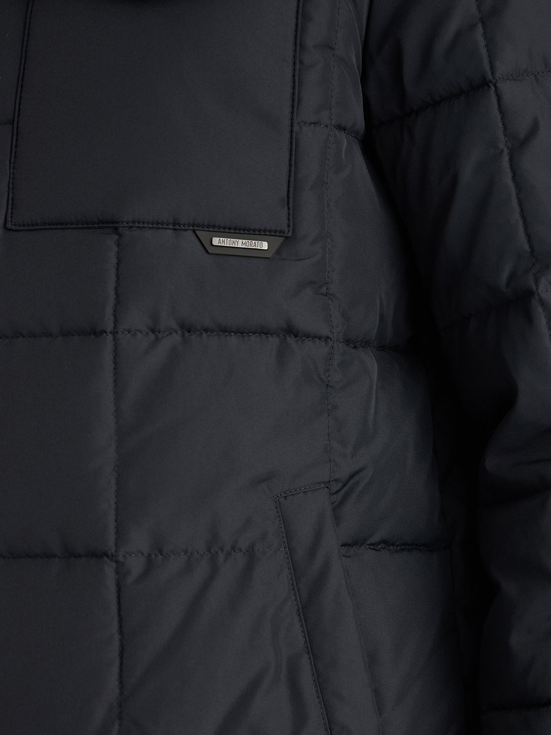 Antony Morato Men Blue Solid Spread Collar Full Sleeves Padded Jacket